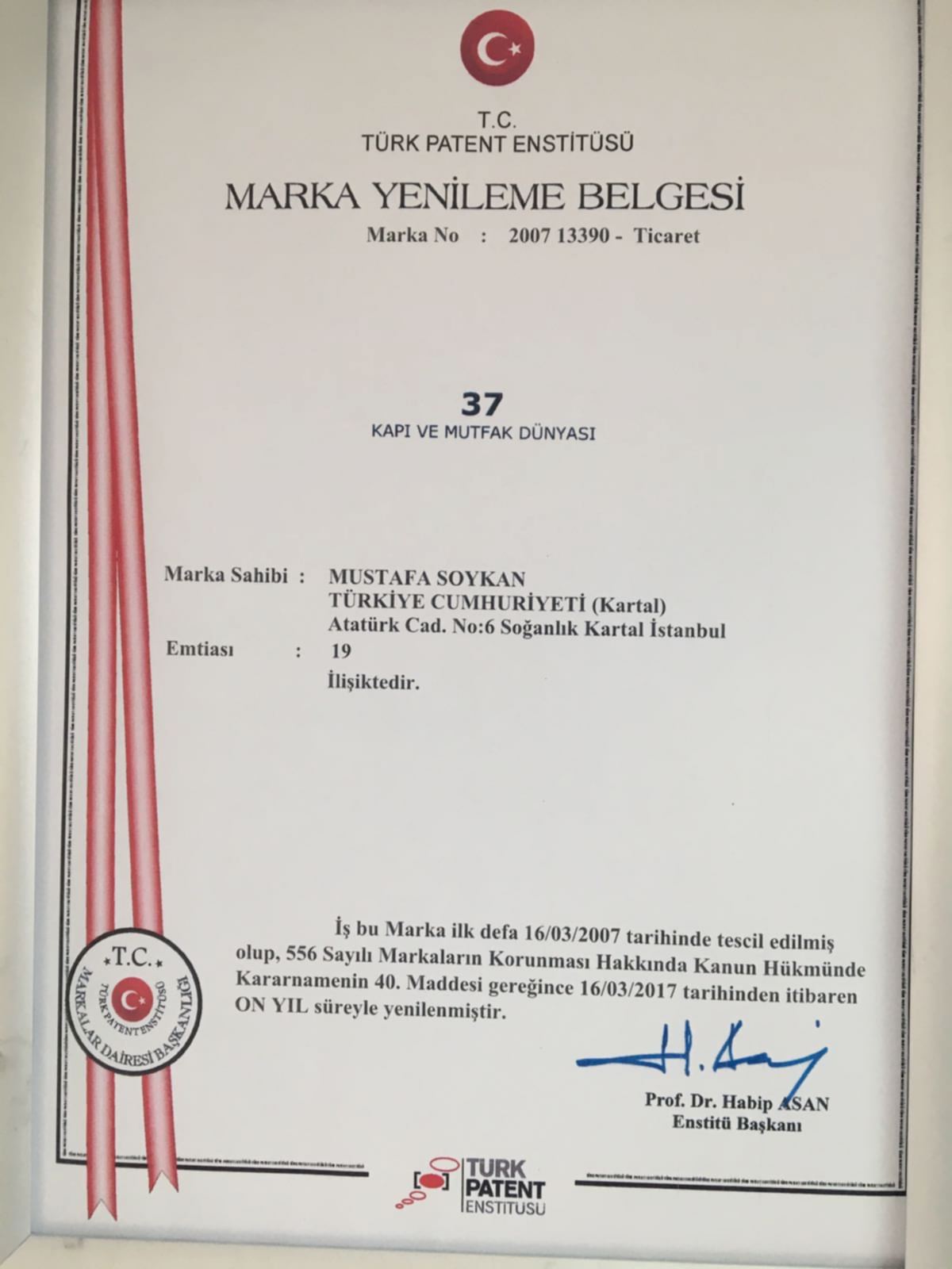 Marka Tescil Belgesi
